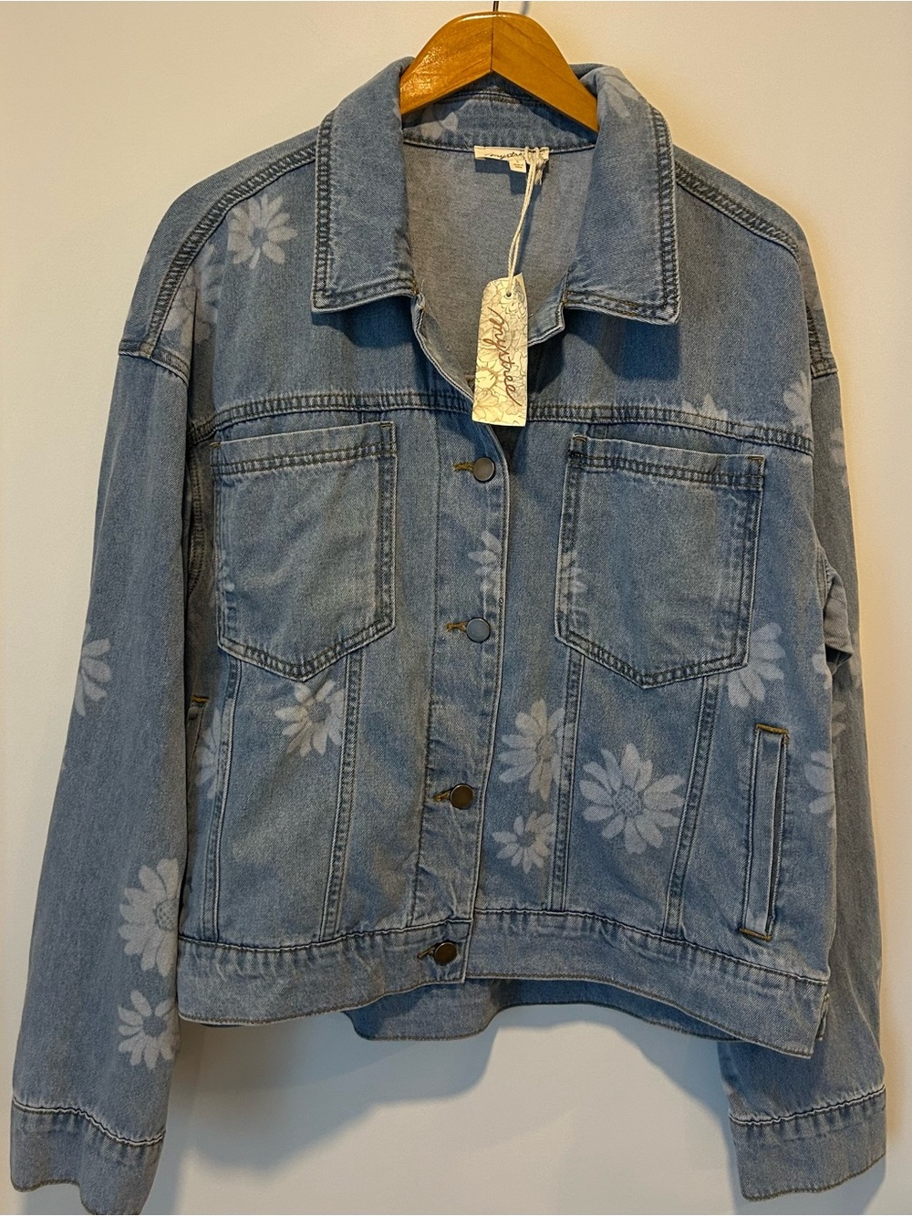 Mystree Denim Jacket with White Floral Print